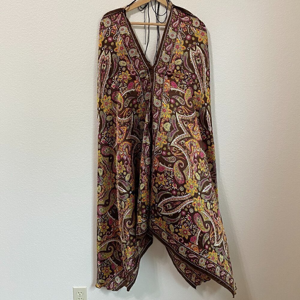 Brown Satin Scarf Handkerchief Halter Midi Dress Made in India